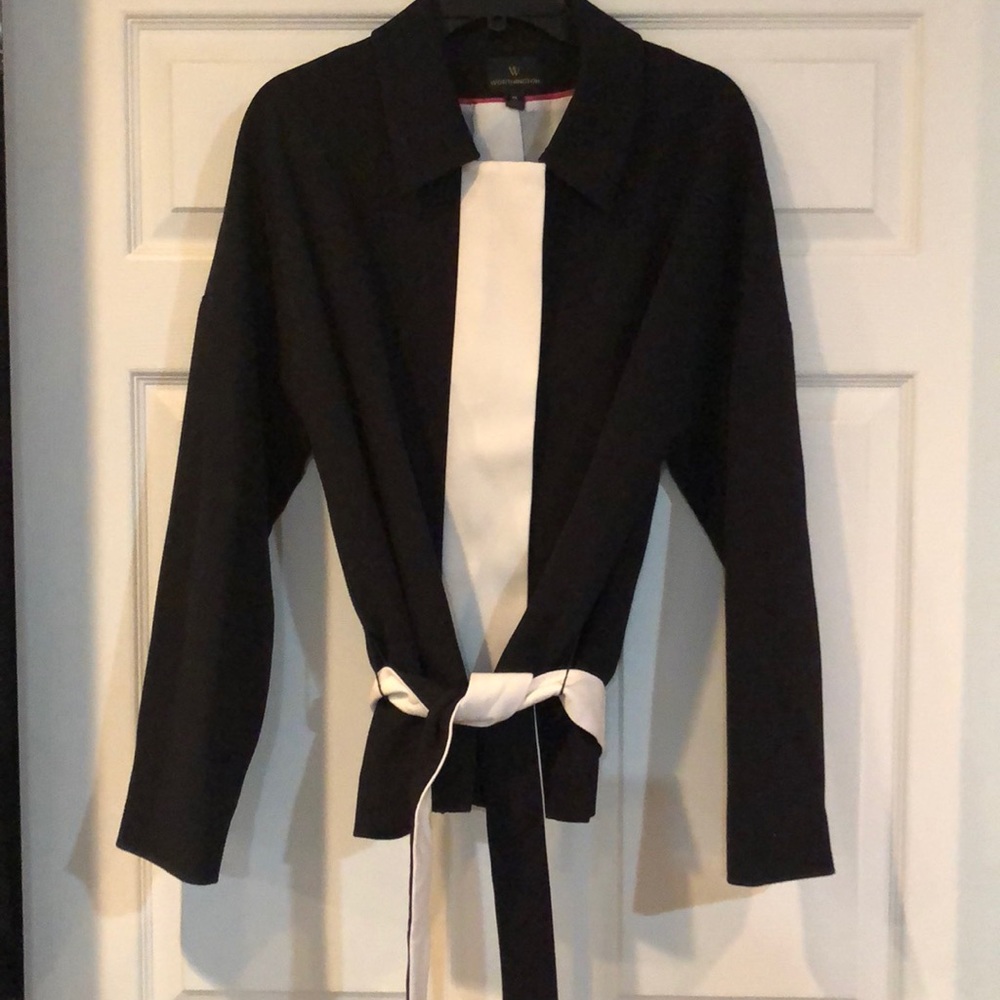 Black and white jacket with belt